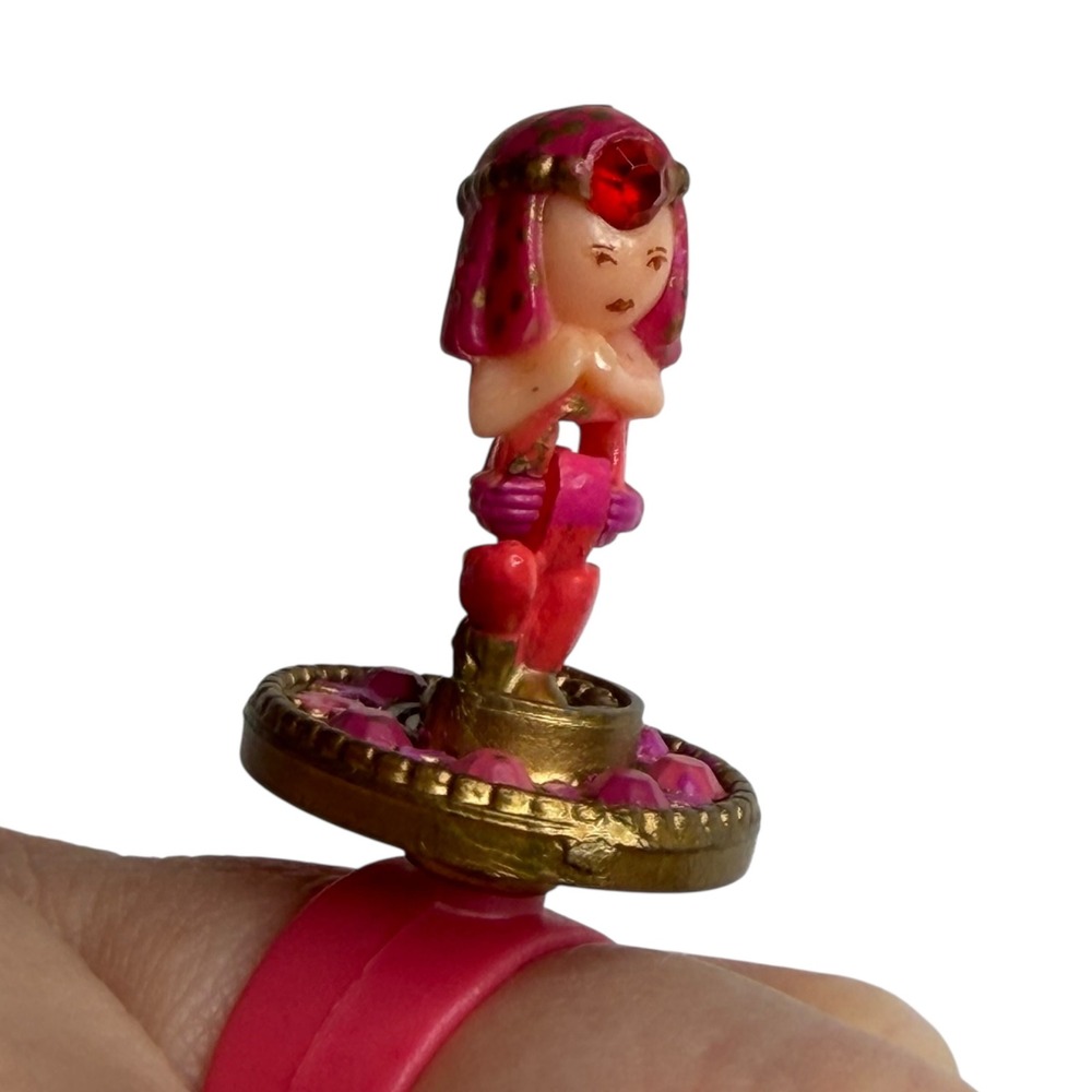 BLUEBIRD POLLY POCKET 1992 Rose Princess Genie Ring Pink Gold Spinning‎ Toy